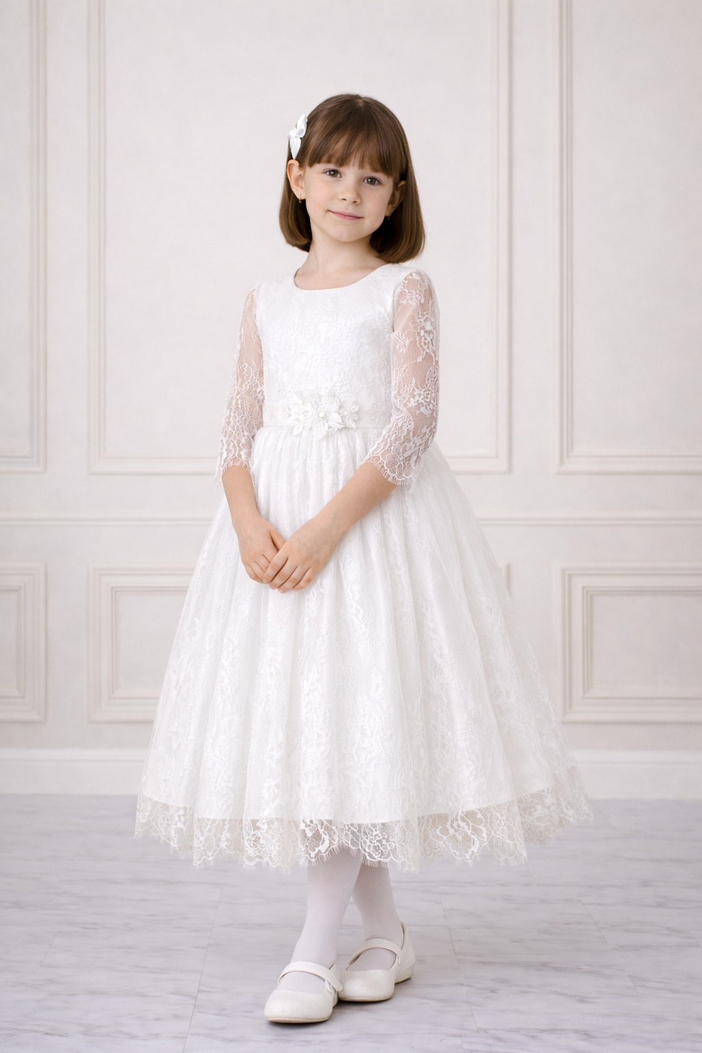 Bajabella – wholesale Klänning – Barn – Vacker vit klänning för flickor, konfirmationsklänning3