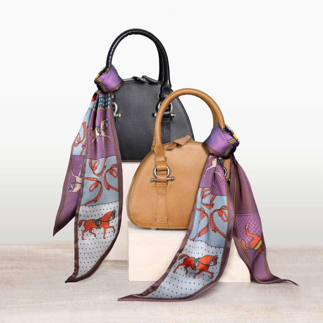 URBAN-EQUESTRIAN - Wholesale Top Handle Bag - Women's - Kella - Horse Bit Vanity Luxury Leather handbag in Caramel11