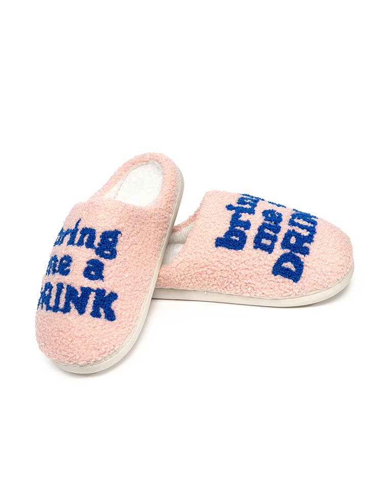 Living Royal - Wholesale Slippers - Women's - Indoor / Outdoor Slippers - "Bring Me a Drink" - Pink1