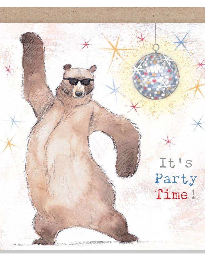 Carte d'anniversaire - Ours dansant - HBE08 pour la vente par Paper Shed Design Ltd