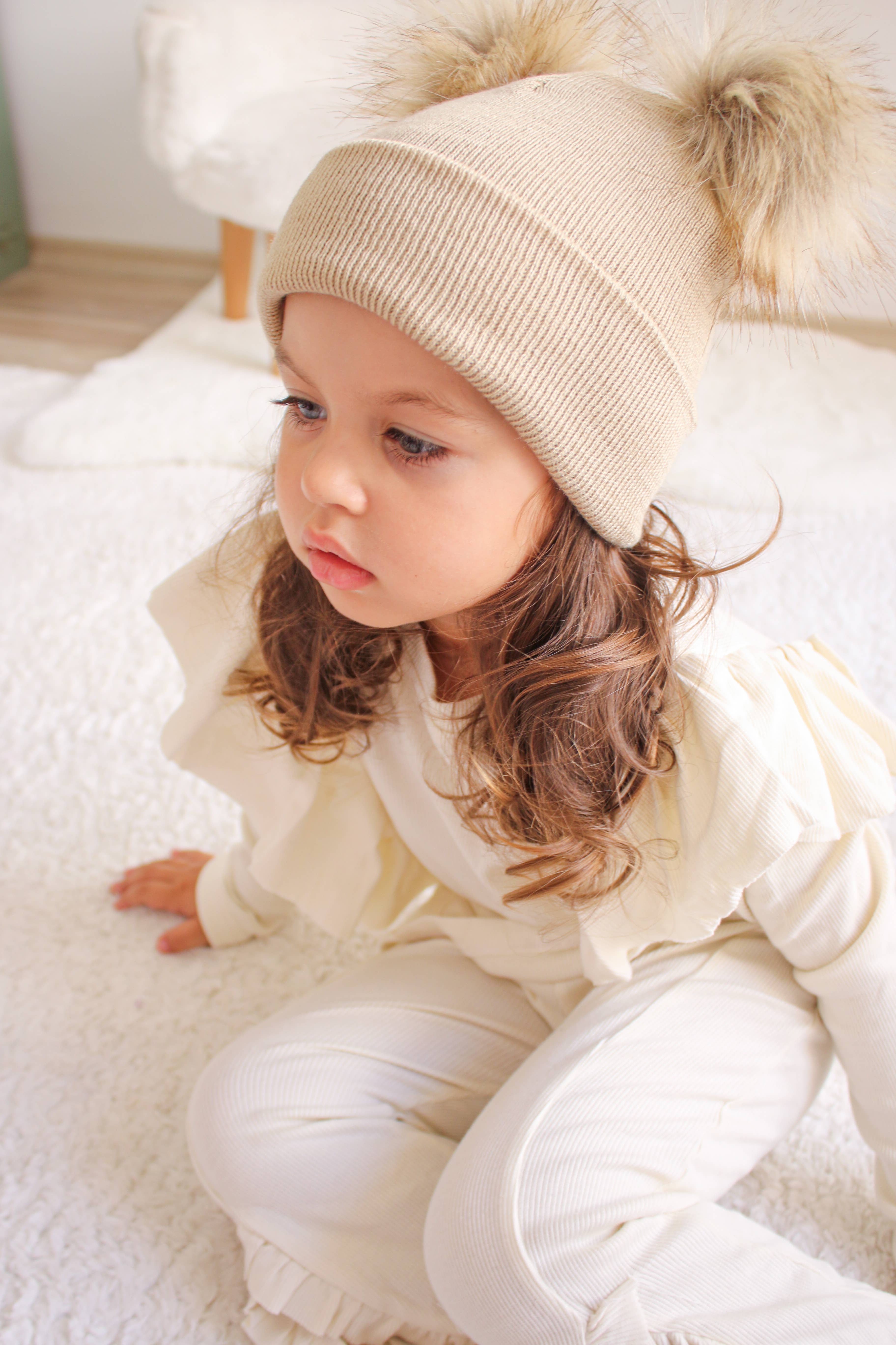 Himmelberg Baby - Wholesale Beanie - Kids - Beige Pom Pom Baby/Kid's Beanie, Newborn to 8 Years, Unisex7