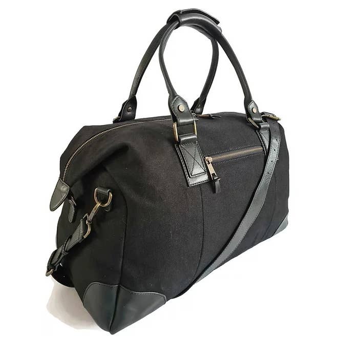 Handcrafted Classic Full-Grain Leather & Organic Canvas Holdall for wholesale by Presence