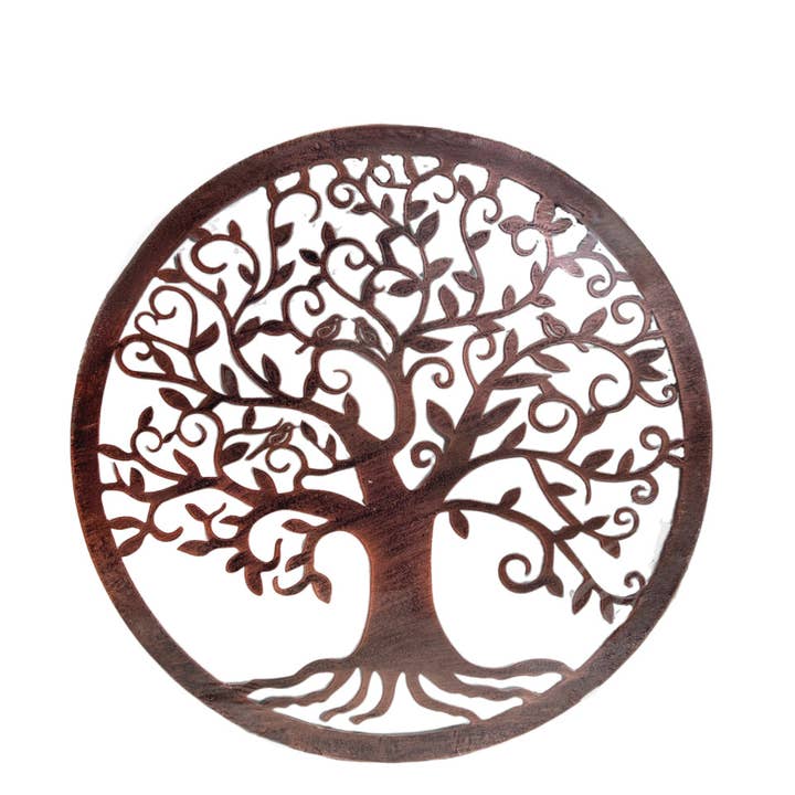 Marissa's Gifts - Vente Décoration murale - Art mural en bronze fait main représentant l'arbre de vie avec racines pour intérieur/extérieur 40 cm