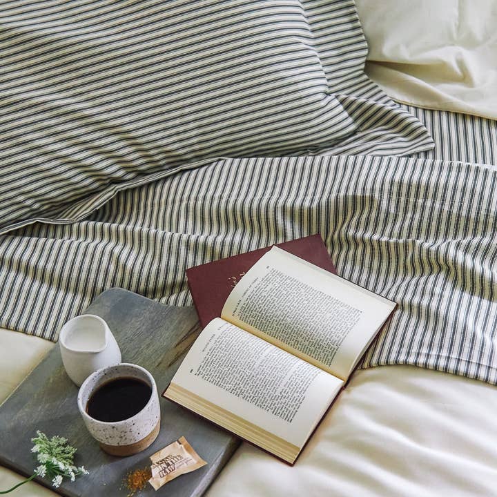 Red Land Cotton - Wholesale Flat Sheet - Ticking Stripe Single Flat Sheet3