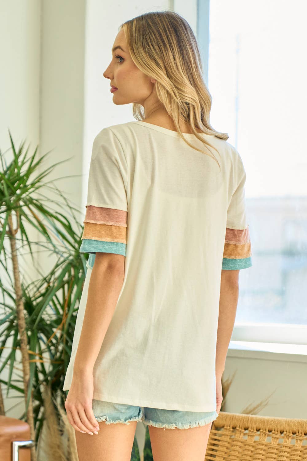 MULTI COLOR LMT3200PL-PLUS SIZE Triblend Colorblock Top for wholesale on Faire9