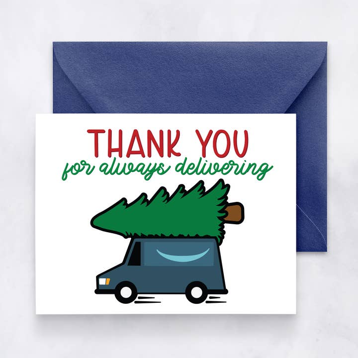 Carte de remerciement pour chauffeur-livreur de vacances – Design de camion bleu pour la vente par Felicia Nicole Design