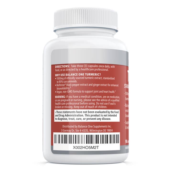 Balance One Supplements - Wholesale Oral Supplement/Vitamin - Turmeric Extract – Max Strength with 95% Curcuminoids8