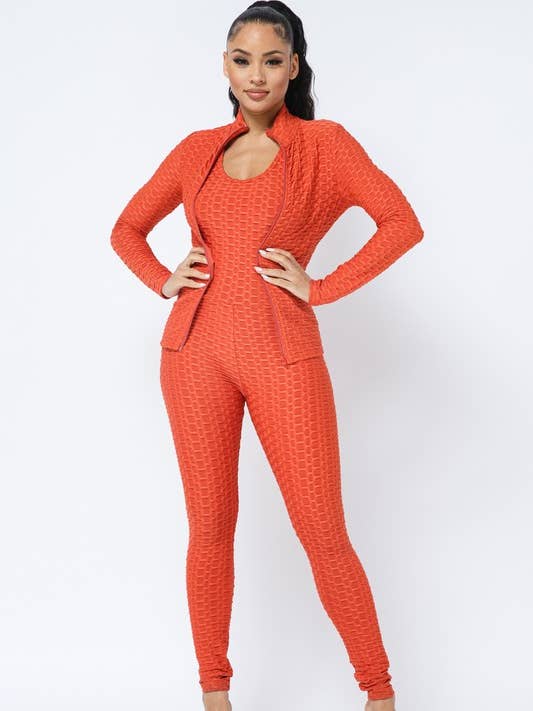 Ensemble combinaison côtelée avec veste et fermeture éclair pour la vente par Boswell