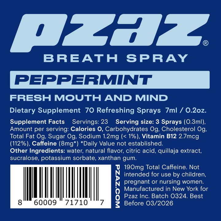 Pzaz® Breath Spray | Fresh Mouth & Mind - Wholesale Oral Care Set - Pzaz Breath Spray - Peppermint - Caffeine Micro-dose7