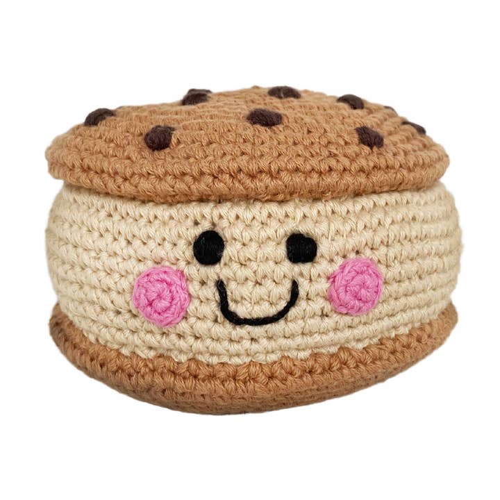 Handcrafted Ice Cream Cookie Sandwich Baby Rattle for wholesale by Pebble