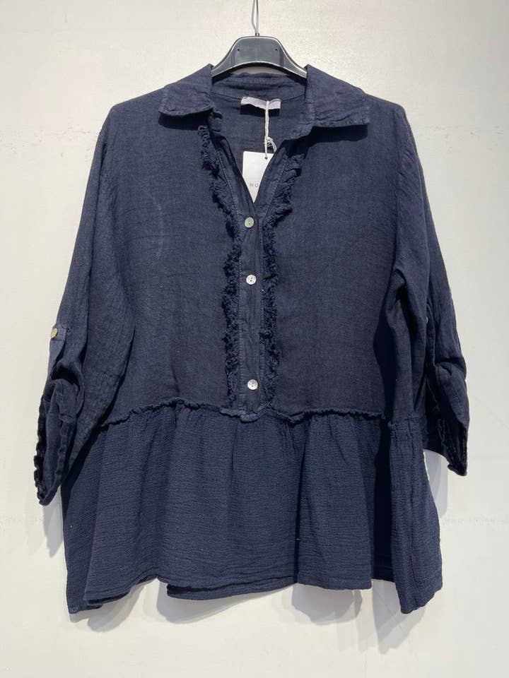 NOELINE - Wholesale Blouse - Women's - Linen and cotton blouse 07485