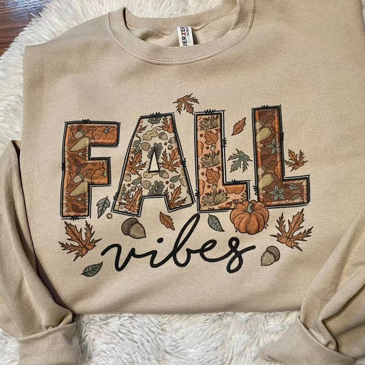 StricklandDesignCo - Vendita all'ingrosso Felpa stampata - Donna - felpa fall vibes0