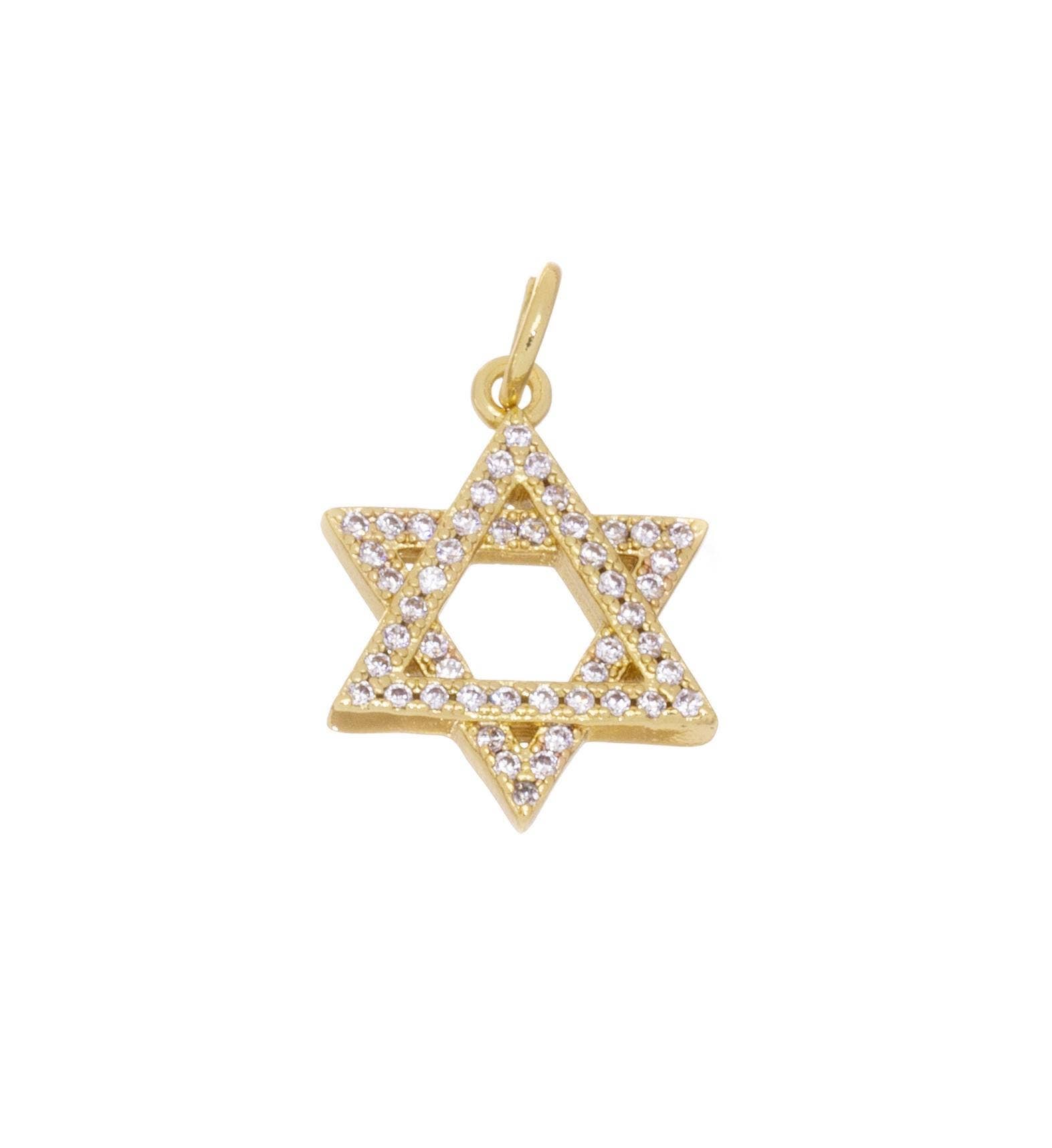 Jewel Pledge - Wholesale Individual Charm/Pendant - Gold Or Silver CZ Star of David Charm for Necklace,CPG7922