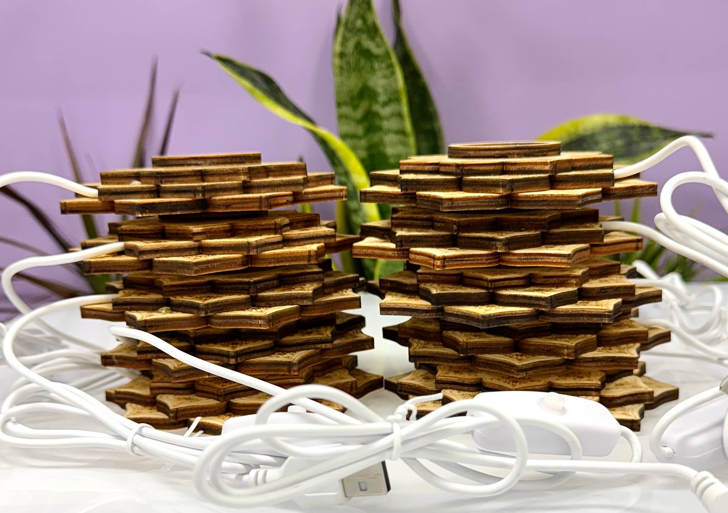 KayleeNYC - Wholesale Decorative Tabletop Object - USB powered Wooden LED light stand 10cm5