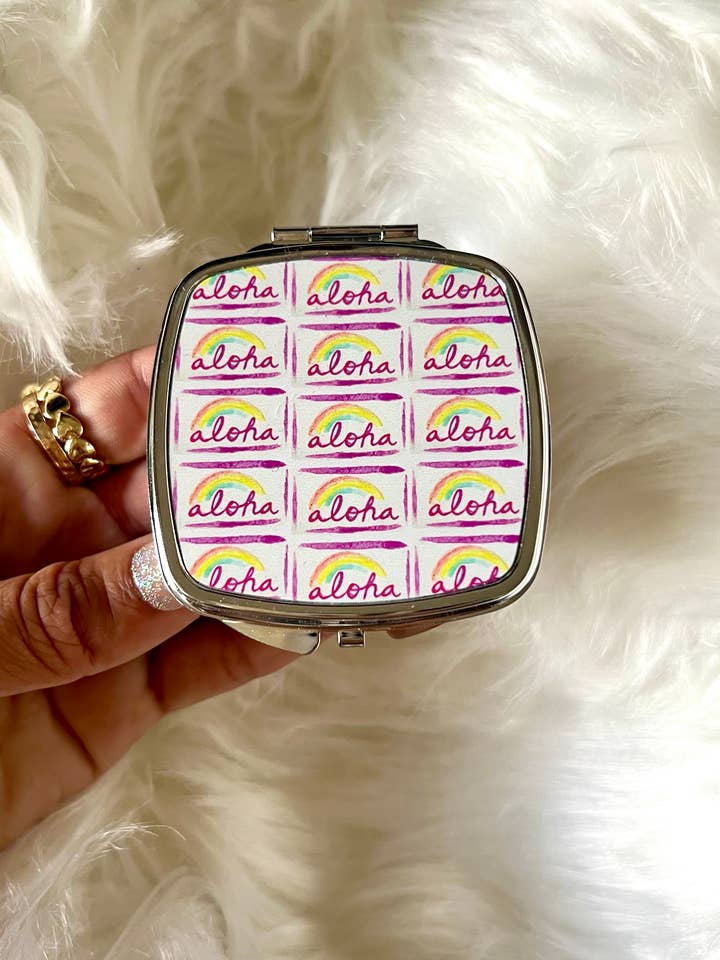 Pocket Mirror: "Aloha" Handmade in Hawaii . for wholesale by The Sunset Shop