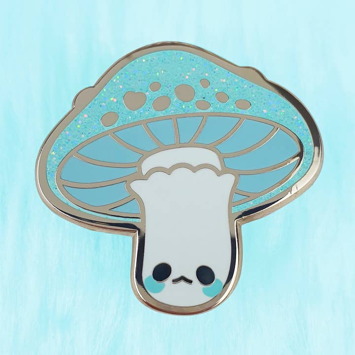 Blue Roundhead Mushroom Enamel Pin for wholesale by PINSTACHIIO