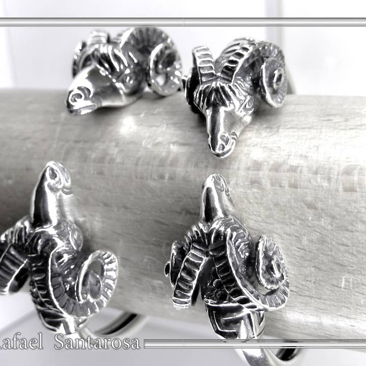 RAFAEL SANTAROSA - Vendita all'ingrosso Bracciale a polsino - Bracciale rigido in argento con testa di ariete doppia5