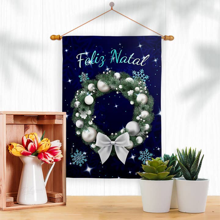 Two Group Flag Co - Wholesale Flag - Flag Vela Feliz Navidad Christmas Winter Wonderland Wreath2