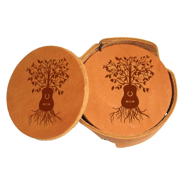 Oowee Products - Wholesale Coasters - Retail Ready Pick-A-Logo Leather Round Coasters Set11
