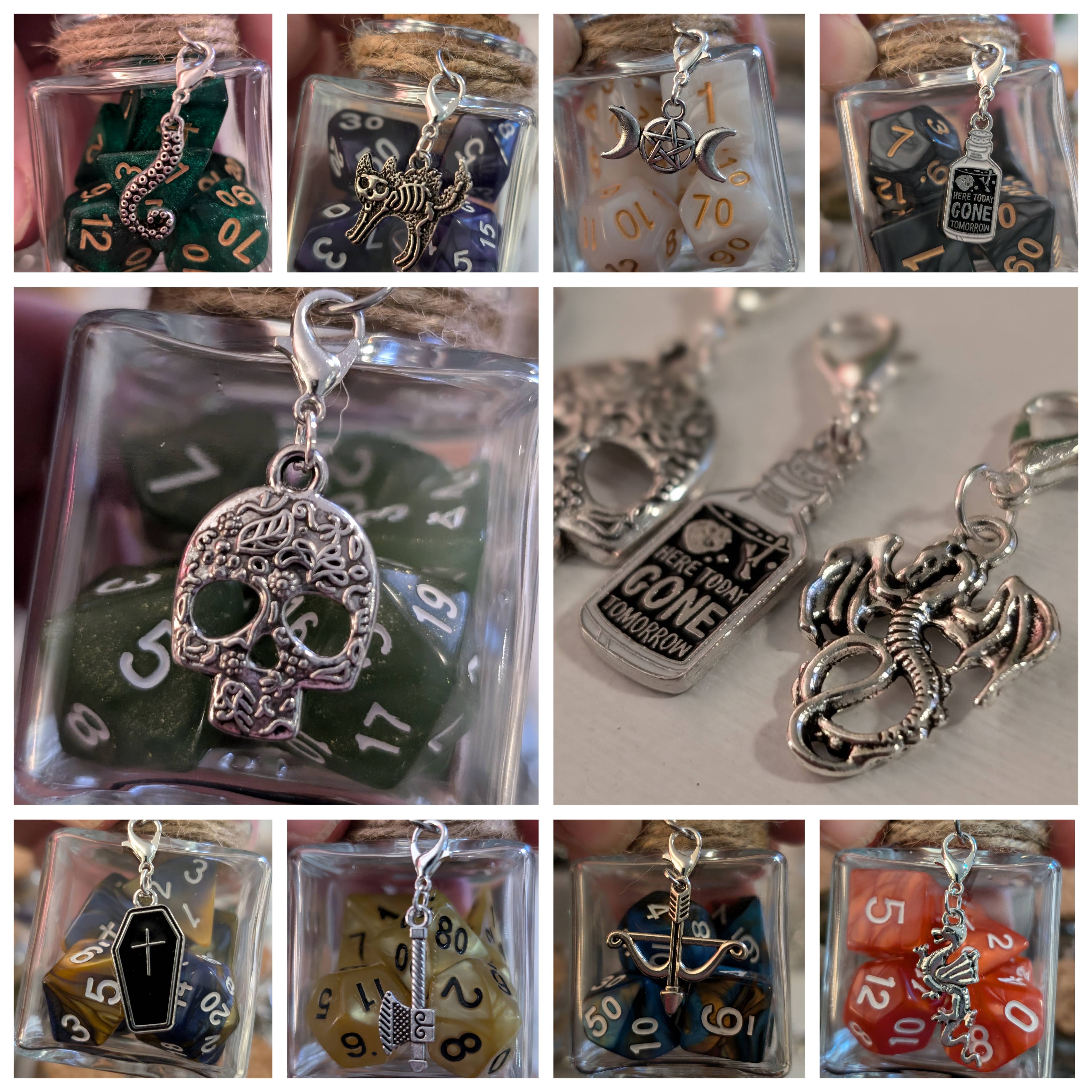 Con-Quest Crafts - Venta al por mayor Dado - Tarros de dados de hechizo con 7 dados D20 para TRPG20