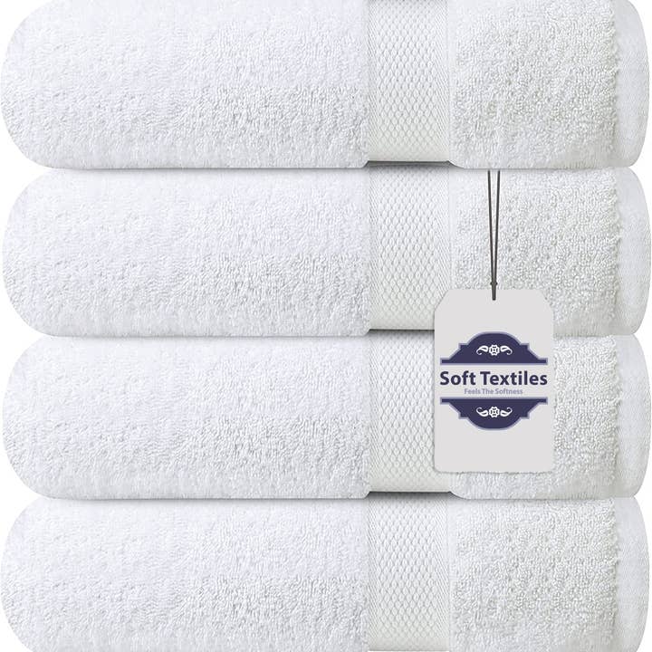 Soft Textiles - Wholesale Towel Set - Soft Textiles Bath Towel 4 Pack 100% Cotton Ring Spun Bath Towels Set 27x54 Inches6
