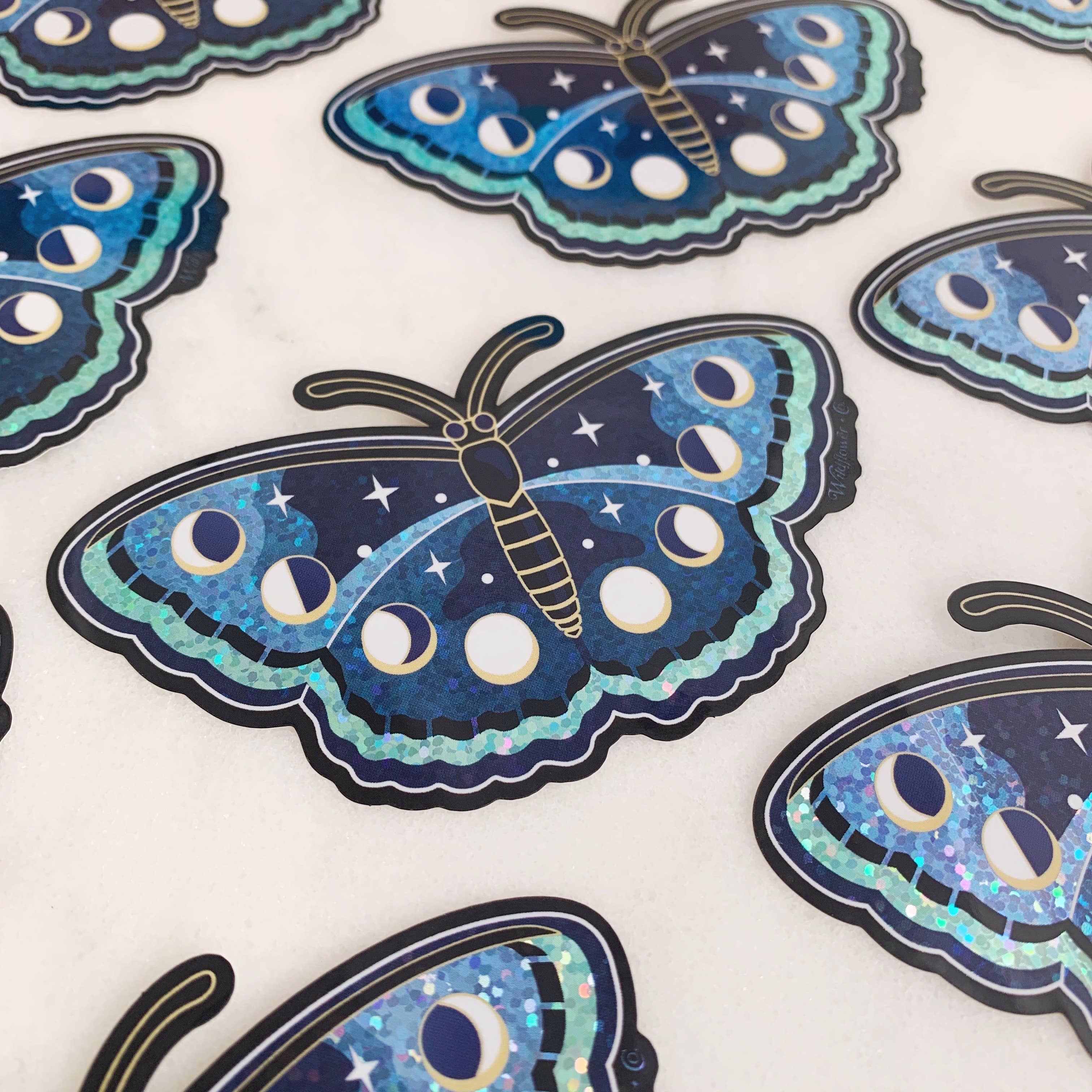 Wildflower + Co. - Wholesale Sticker - Lunar Butterfly Sticker - Glitter Holographic!1
