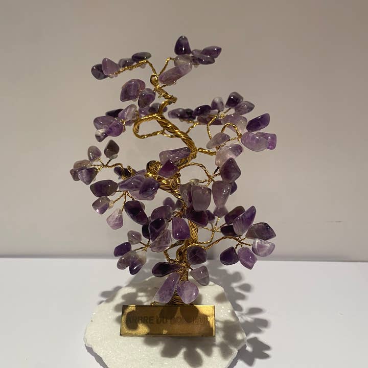 Tree of happiness 16-17 cm amethyst (95 petals) and marble for wholesale by OPALOOK France