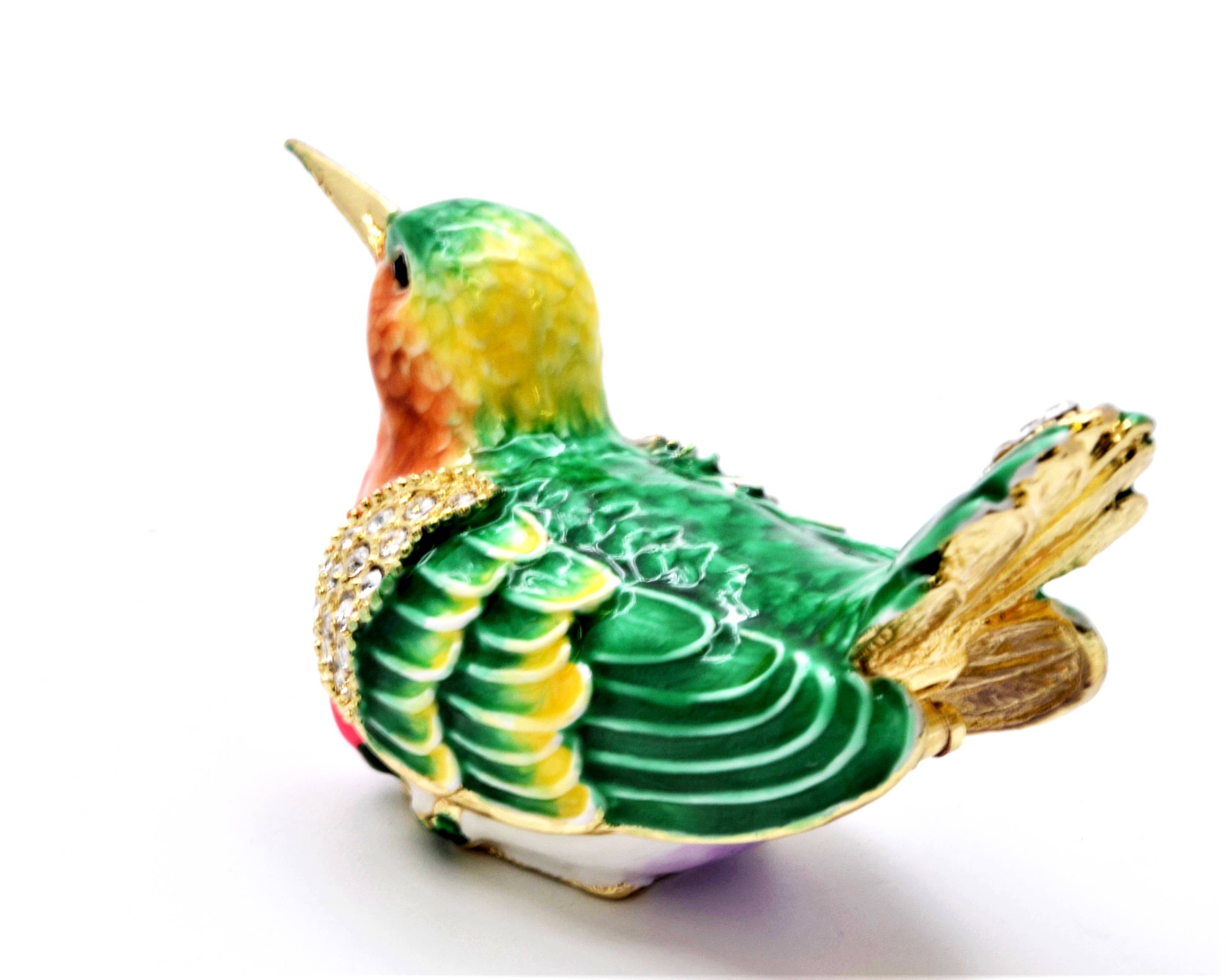 Ciel Collectables - Wholesale Jewelry Box/Organizer - Bejeweled Small Humming Bird Trinket Box. Hand Painted1