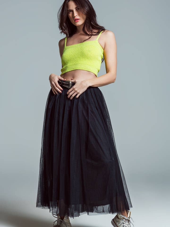 Yellow Lime green crop top with spaghetti straps for wholesale on Faire2