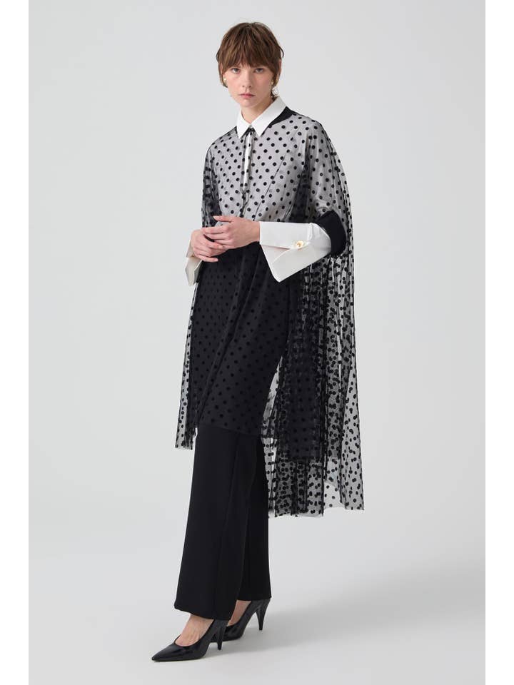 Black POLKA DOT TULLE PONCHO for wholesale on Faire