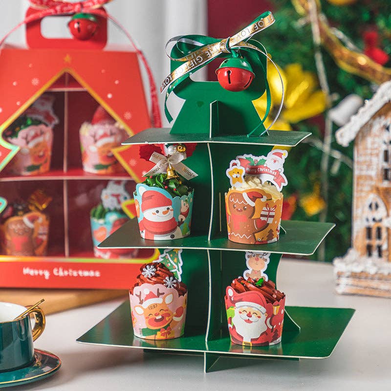 Elegant Design Supply – Suporte de bolo por atacado – Suporte para Sobremesas de Natal com 2 Níveis em Forma de Trapézio5