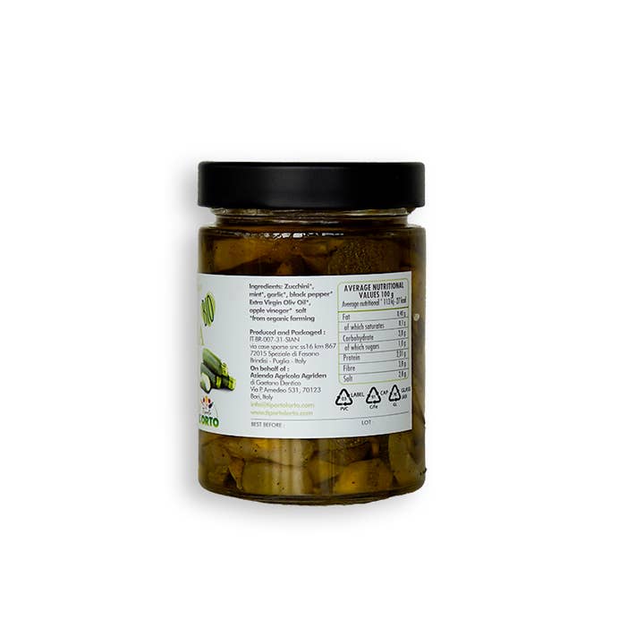 Ti Porto l'Orto - Wholesale Pickled Vegetables - Zucchini in organic oil - 300 g1