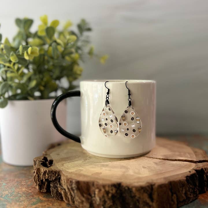 Chamness' Crafty Corner - Wholesale Dangle Earrings - Coffee Cups and Bean Earrings2