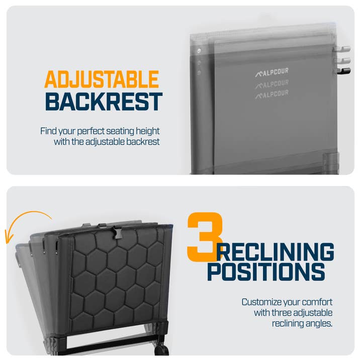 Alpcour – wholesale Folding chair – Folding Reclining Stadium Seat with Adjustable Height Backrest3