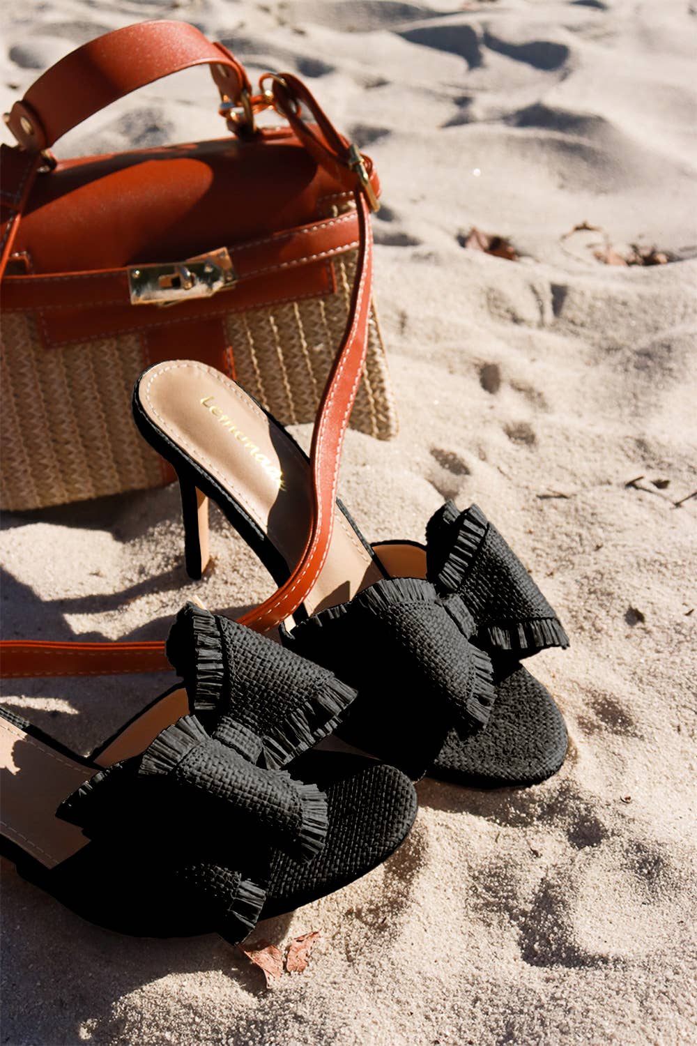 Lemonade Shoes - Wholesale High Heels - Women's - BEACH HOUSE - Raffia Bow Mules, Woven Finish, Stiletto Heel16