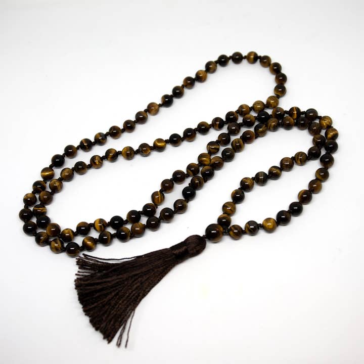 Namu Baru Inc. – Colar de contas de oração por atacado – Tiger's Eye Knotted 108 Mala Conta - Contas de Oração - 8mm2