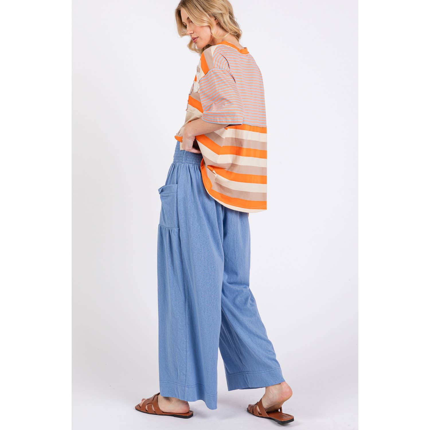 Sage + Fig - Vente Pantalon – femme - PANTALON LARGE DÉCONTRACTÉ À SMOCK (SP7105)9