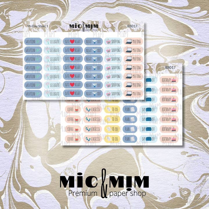 Min dag - Klistermärkesark (2 ark) för wholesale av MIC & MIM Premium Paper Shop
