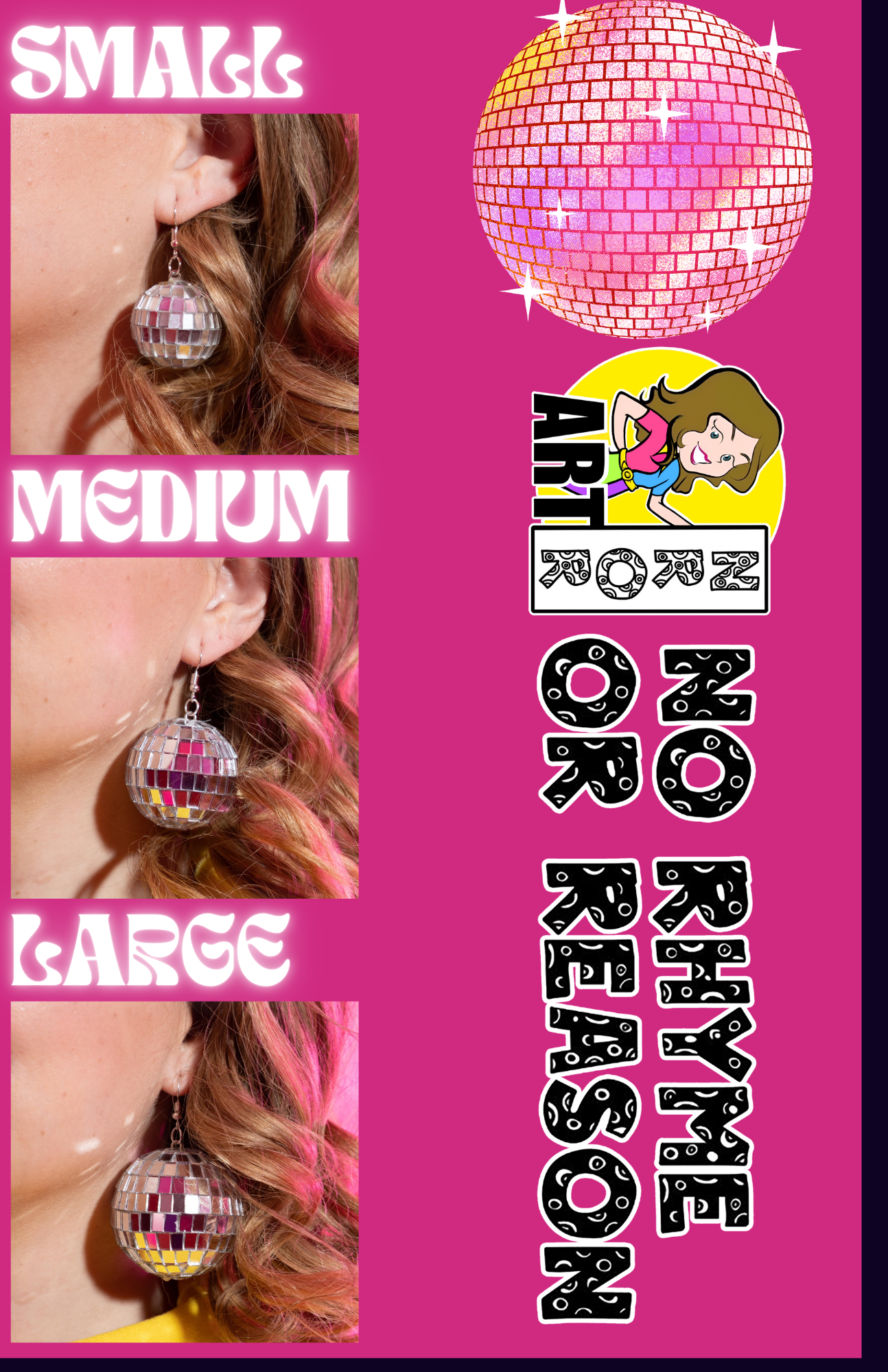 NO RHYME OR REASON ART - Wholesale Dangle Earrings - Small (Mini) Silver Disco Ball Earrings2