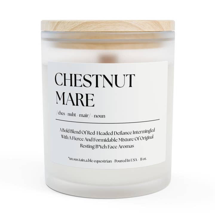 Frosted Glass Candle, 11oz - Chestnut Mare for wholesale by un.sus.tain.a.ble equestrian