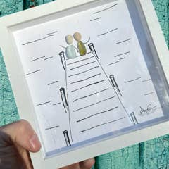 Back Bay Designs - Wholesale Art Print - Dockside MINI - Sea Glass Art - 6x6 Framed2