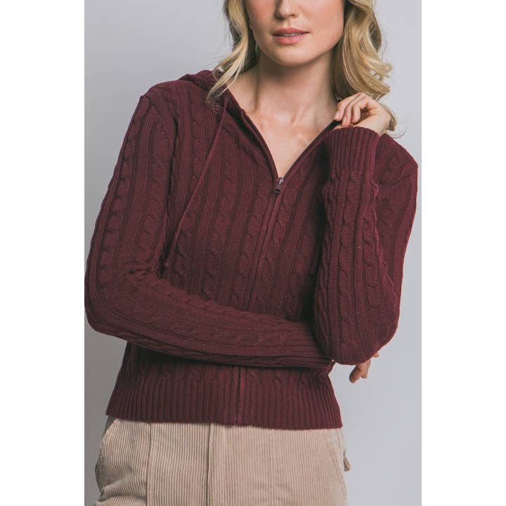 90313WN Figursydd kabelstickad kofttröja för wholesale av Coloring You