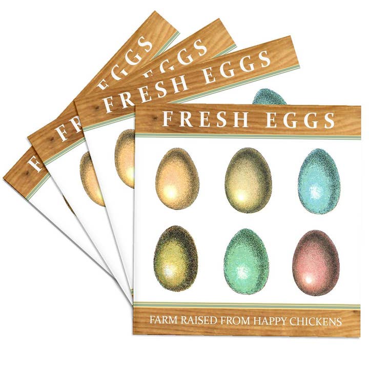 3dRose – wholesale Coasters – 3dRose, Fresh Eggs Farm Raised from Happy Chickens - Chicken Egg Sign Graphic, Coaster