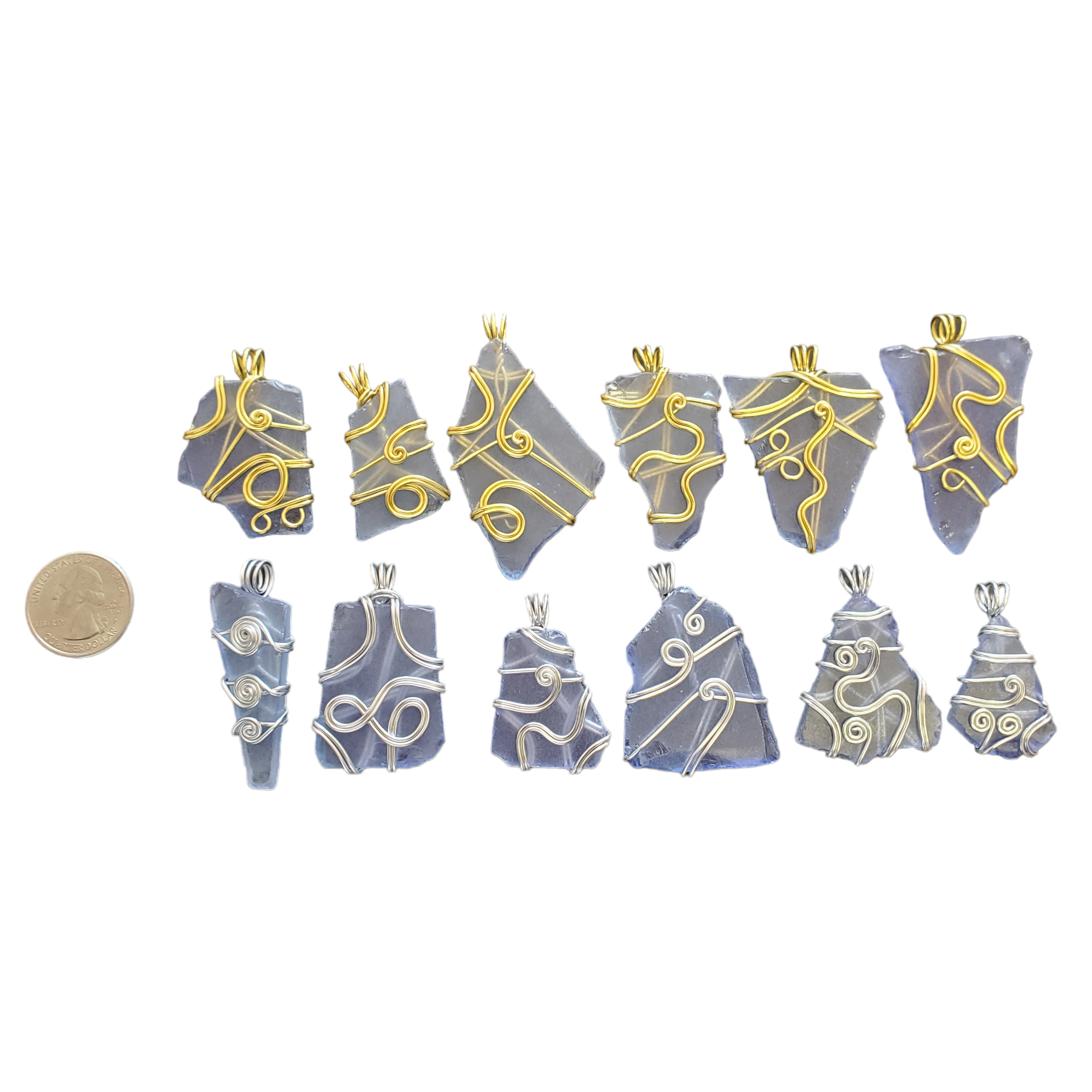 Different Branches – Großhandel Individueller Charm/Anhänger – Einzigartige handgefertigte Sea Glass Anhänger mit Drahtumwicklung3