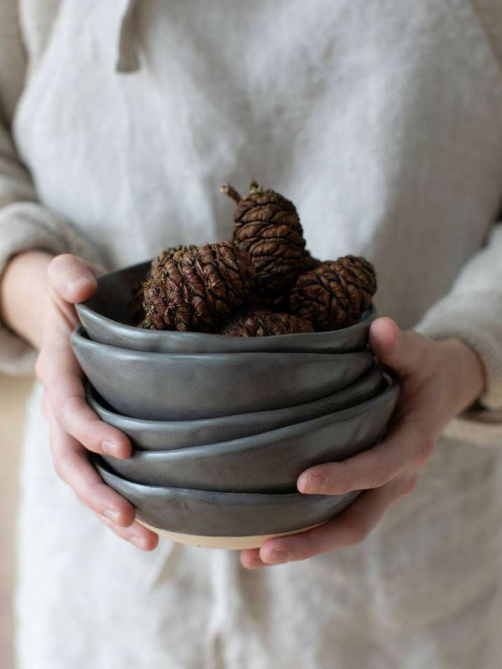 Charcoal Shino Ice Cream Bowl for wholesale by Tagliaferro Ceramics