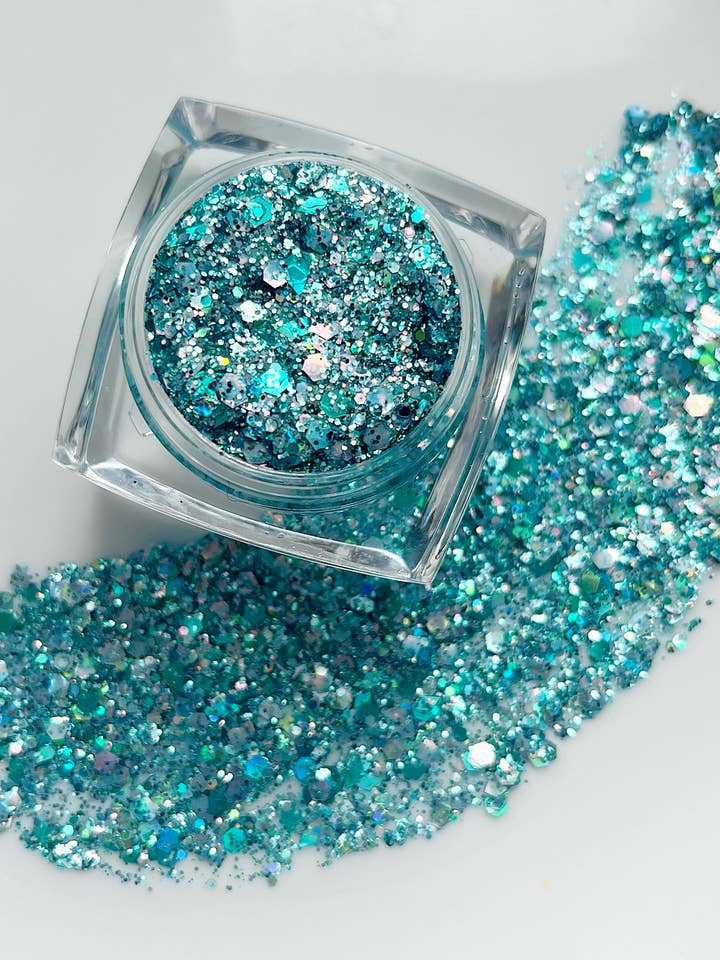1989 Eras Tour Teal Blue Sparkle Face and Body Glitter Gel for wholesale by Nola Glitter Goddess