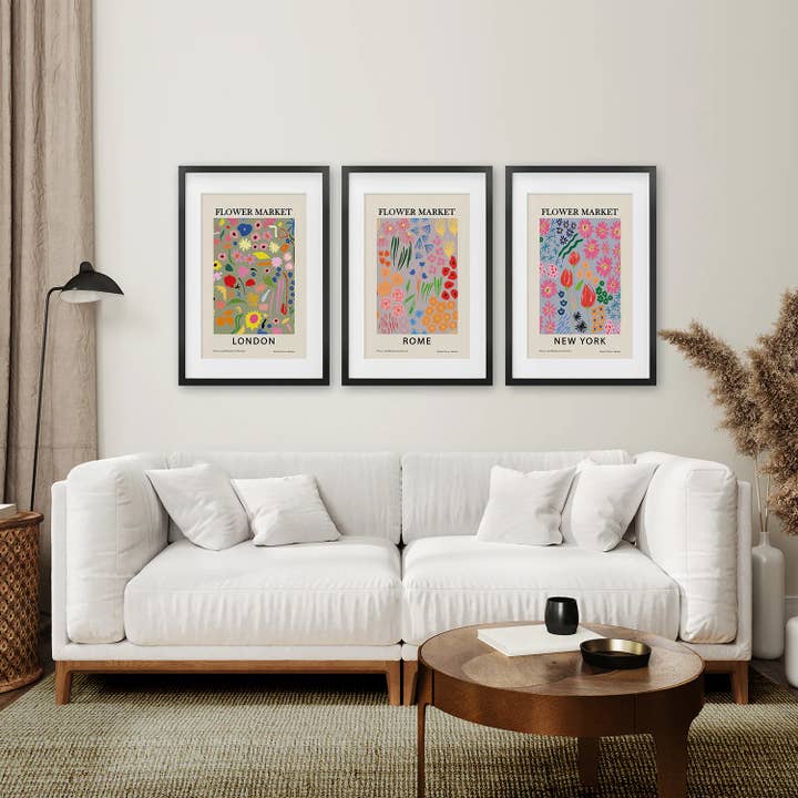 Art Lane - Wholesale Art Print - Boho Flower Market Poster. New York, London, Rome Print