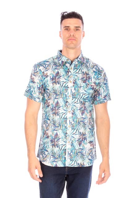 Hawk's Bay - Wholesale Button Down Shirt - Men's - Men's Printed Woven Hawaii Floral Short Sleeve Cotton Shirt6