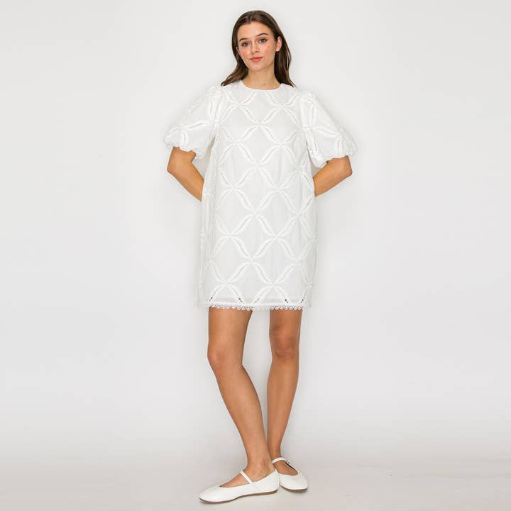 LoveWednesday - Wholesale Dress - Women's - Pure White Cotton with Embroidery Mini Dress - LWD29950
