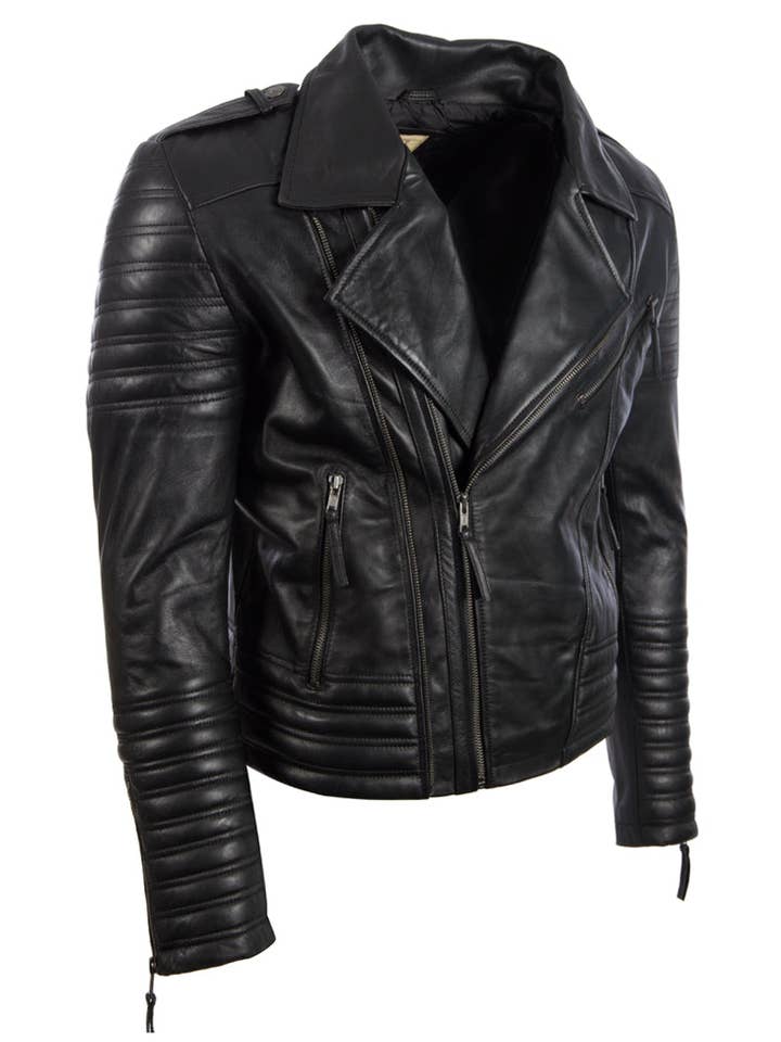 Aviatrix – Großhandel Lederjacke – Herren – SDTM Bikerjacke für Herren, Schwarz